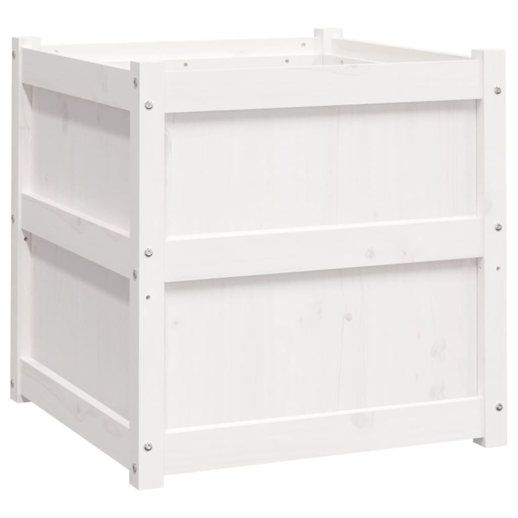 vidaXL Ζαρντινιέρες 2 τεμ. Λευκό από Μασίφ Ξύλο Πεύκου