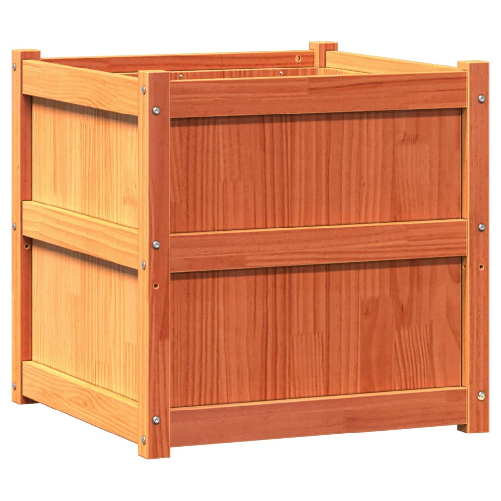 vidaXL Ζαρντινιέρα Καφέ Κεριού 60 x 60 x 60 εκ. από Μασίφ Ξύλο Πεύκου