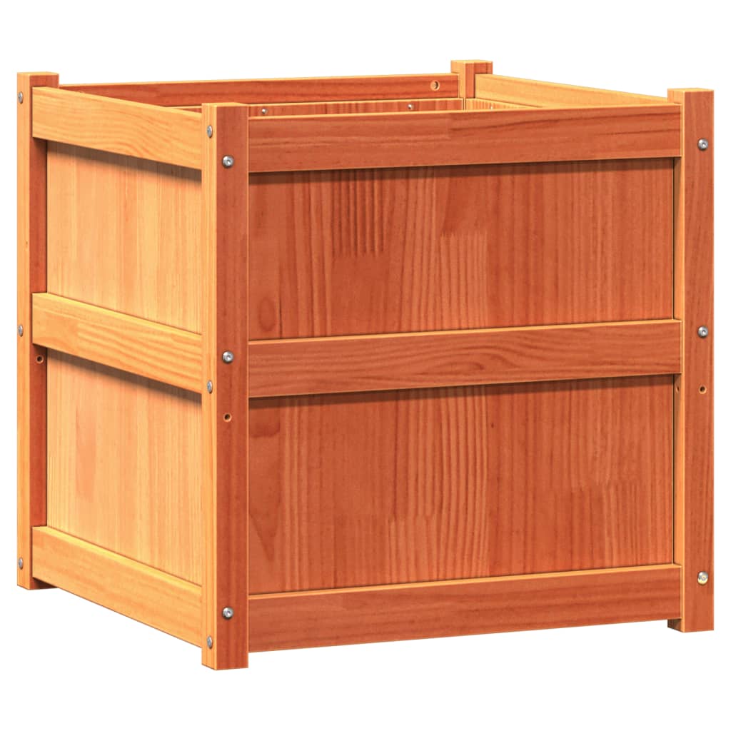 vidaXL Ζαρντινιέρες 2 τεμ. Καφέ Κεριού από Μασίφ Ξύλο Πεύκου