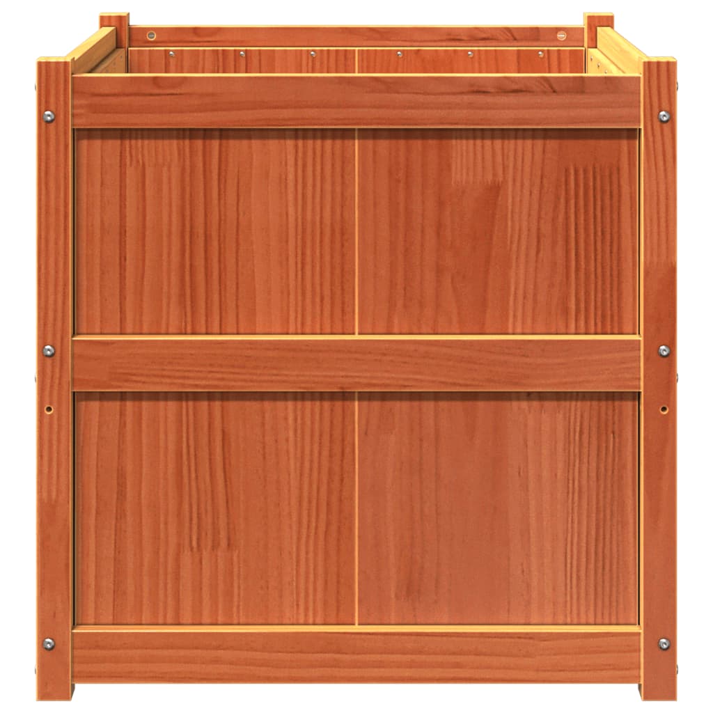 vidaXL Ζαρντινιέρα Καφέ Κεριού 70 x 70 x 70 εκ. από Μασίφ Ξύλο Πεύκου