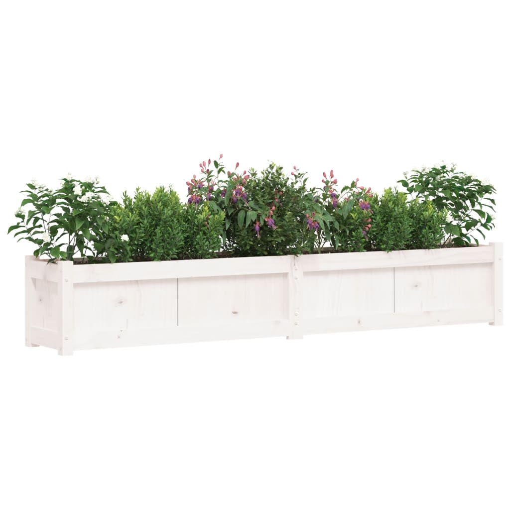 vidaXL Ζαρντινιέρα Λευκή 180 x 31 x 31 εκ. από Μασίφ Ξύλο Πεύκου