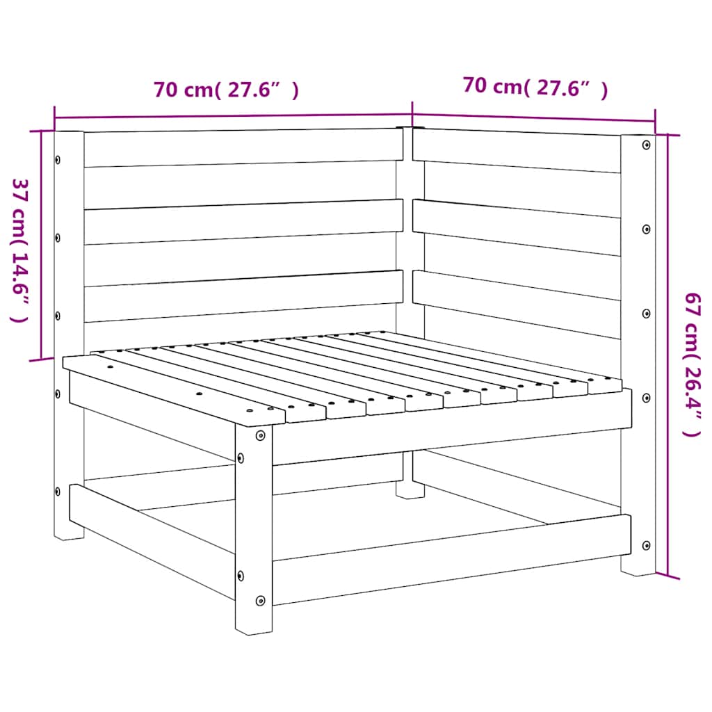 vidaXL Καναπέδες Κήπου Γωνιακοί 2 Τεμ. 70x70x67 εκ. Μασίφ Ξύλο Πεύκου