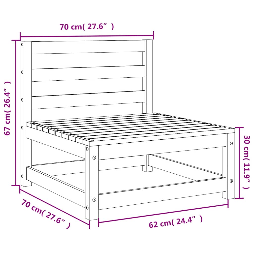 vidaXL Καναπές Κήπου Χωρίς Μπράτσα 70x70x67 εκ. από Μασίφ Ξύλο Πεύκου