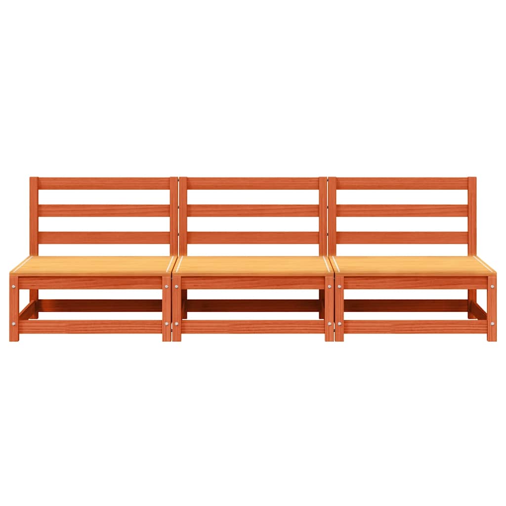 vidaXL Καναπέδες Κήπου Χωρ. Μπράτσα 3Τεμ Καφέ κεριού Μασίφ Πεύκο