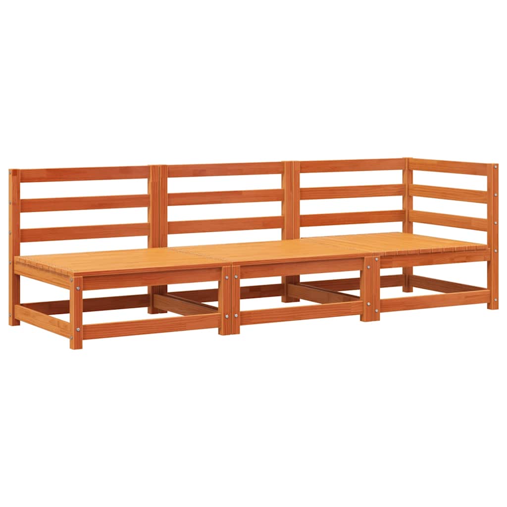 vidaXL Καναπές Κήπου Τριθέσιος Καφέ κεριού από Μασίφ Ξύλο Πεύκου