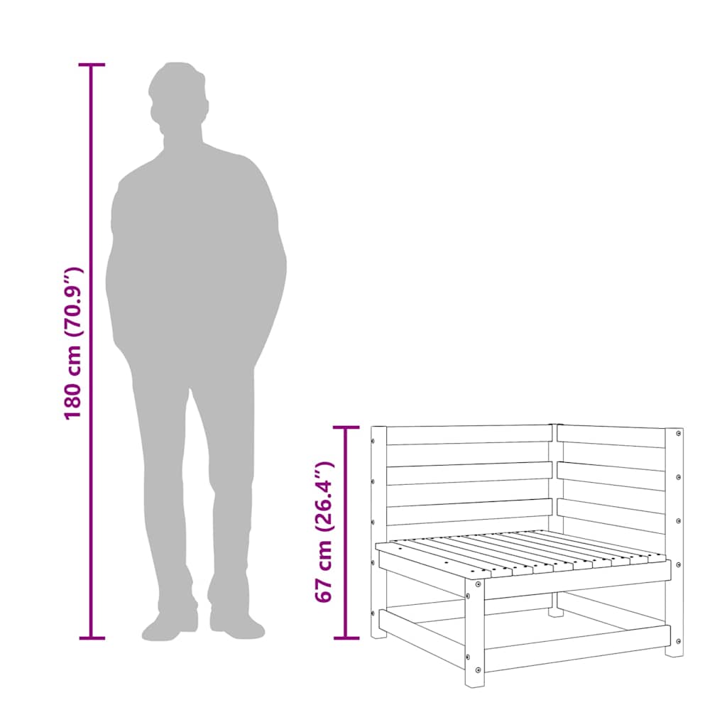 vidaXL Καναπές Κήπου Τριθέσιος Εμποτισμένο Ξύλο Πεύκου