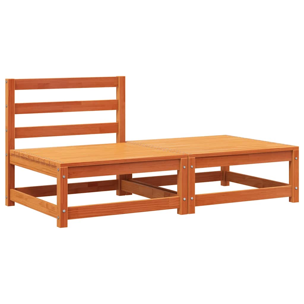 vidaXL Καναπές Κήπου Χωρίς Μπράτσα με Υποπόδιο από Μασίφ Ξύλο Πεύκου