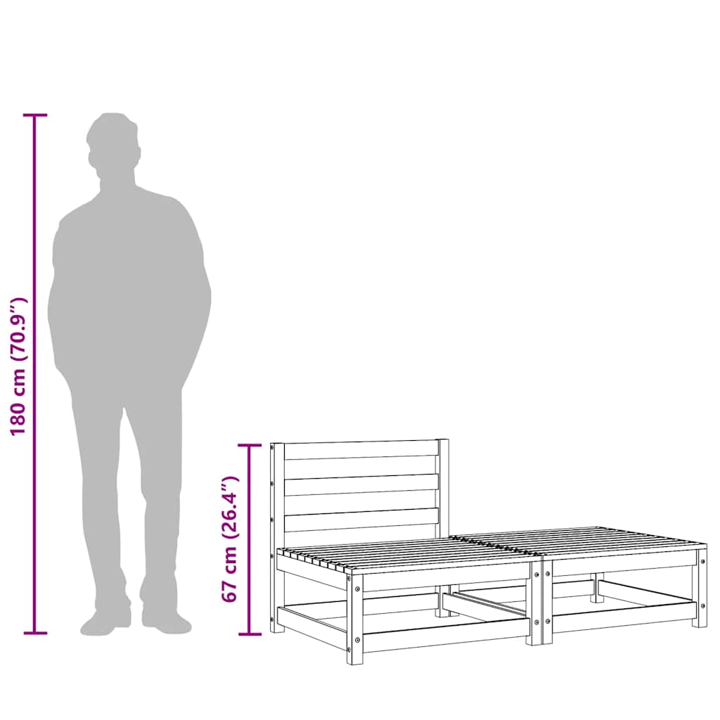 vidaXL Καναπές Κήπου Χωρίς Μπράτσα με Υποπόδιο Εμποτισμένο Ξύλο Πεύκου