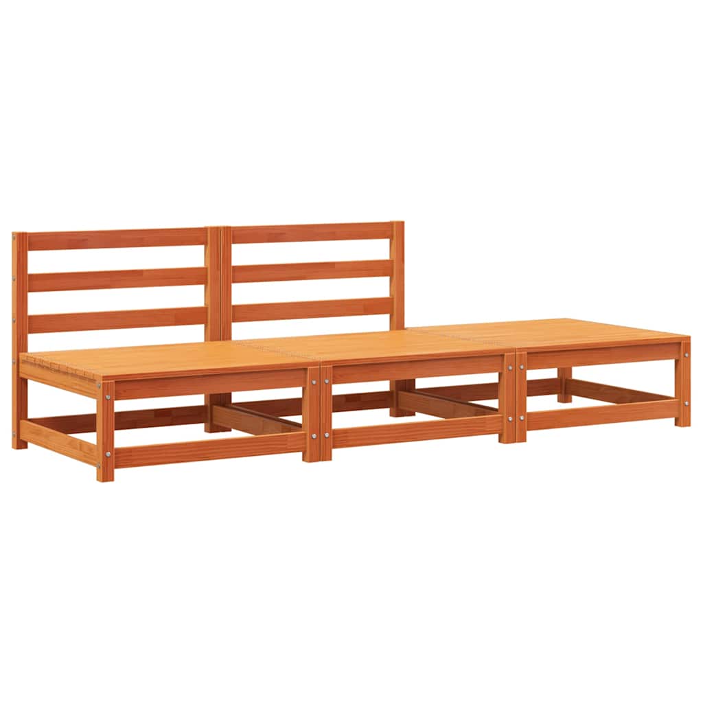 vidaXL Καναπές Κήπου Χωρίς Μπράτσα με Υποπόδιο από Μασίφ Ξύλο Πεύκου