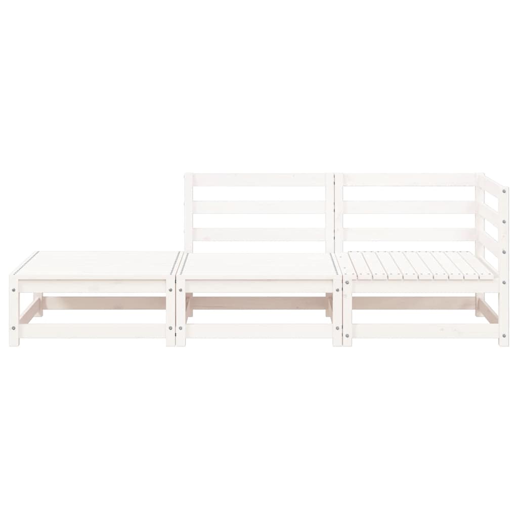 vidaXL Καναπές Κήπου Διθέσιος με Υποπόδιο Λευκός από Μασίφ Ξύλο Πεύκου