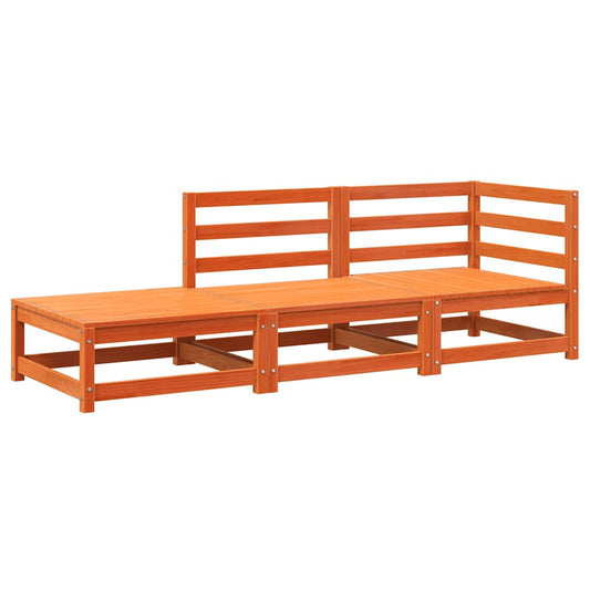 vidaXL Καναπές Κήπου Διθέσιος με Υποπόδιο από Μασίφ Ξύλο Πεύκου