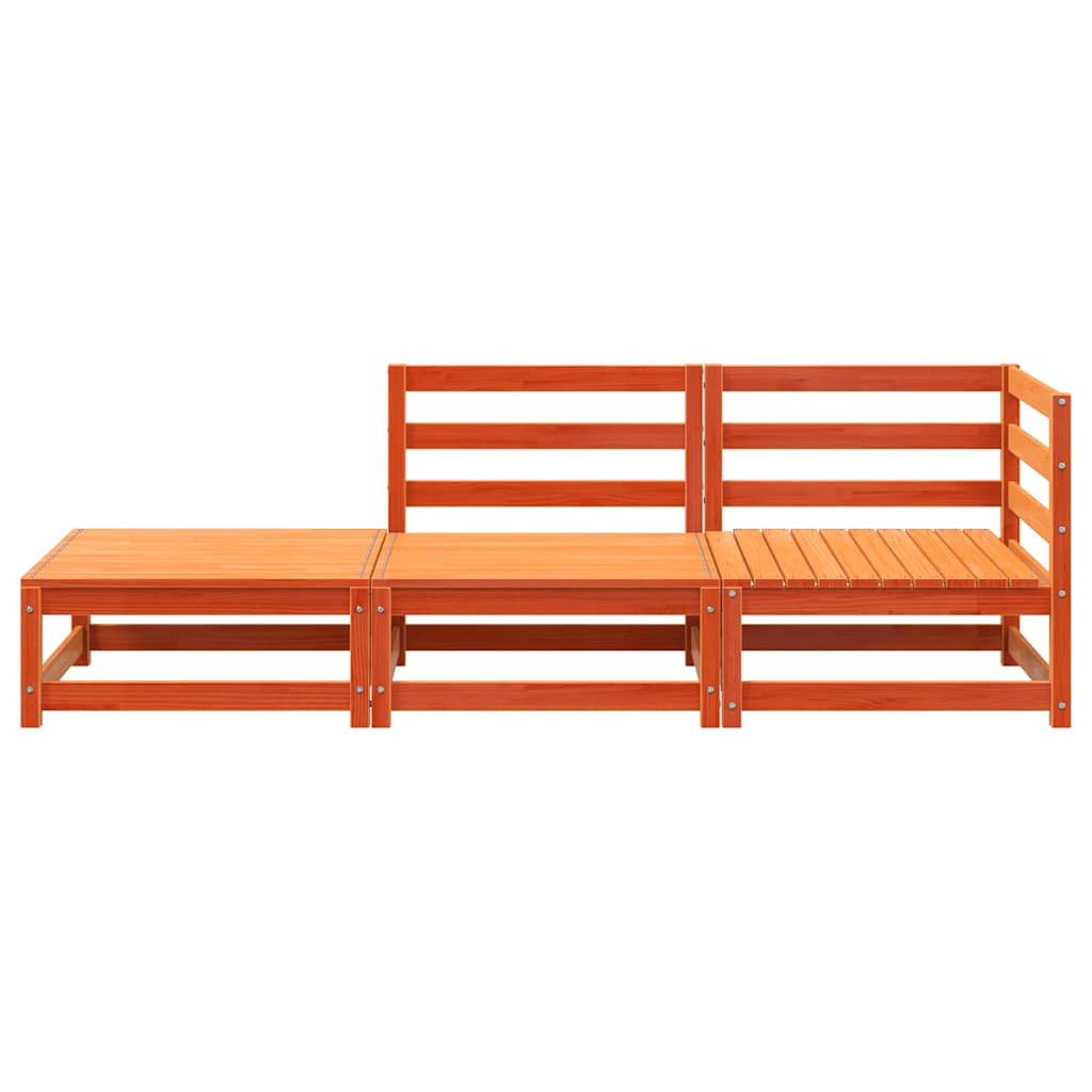 vidaXL Καναπές Κήπου Διθέσιος με Υποπόδιο από Μασίφ Ξύλο Πεύκου