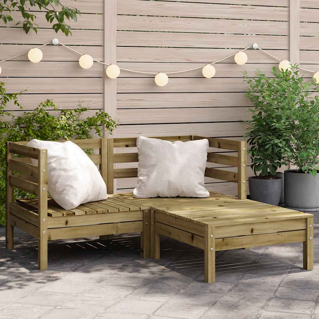 vidaXL Corner Sofa 2-θέσιο Solid Pine Wood Natural Impregnated Medium