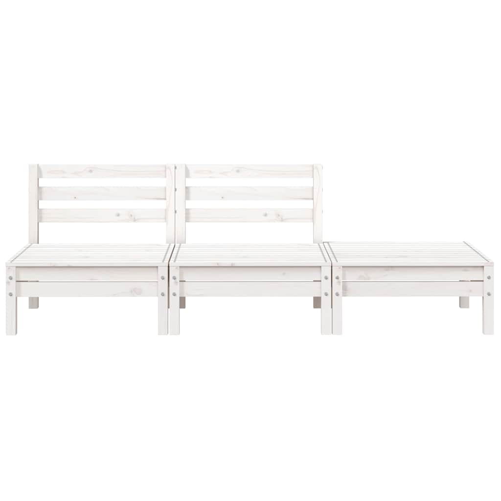 vidaXL Corner Sofa 3-θέσιο Solid pine wood Λευκό πεύκο 3-seater