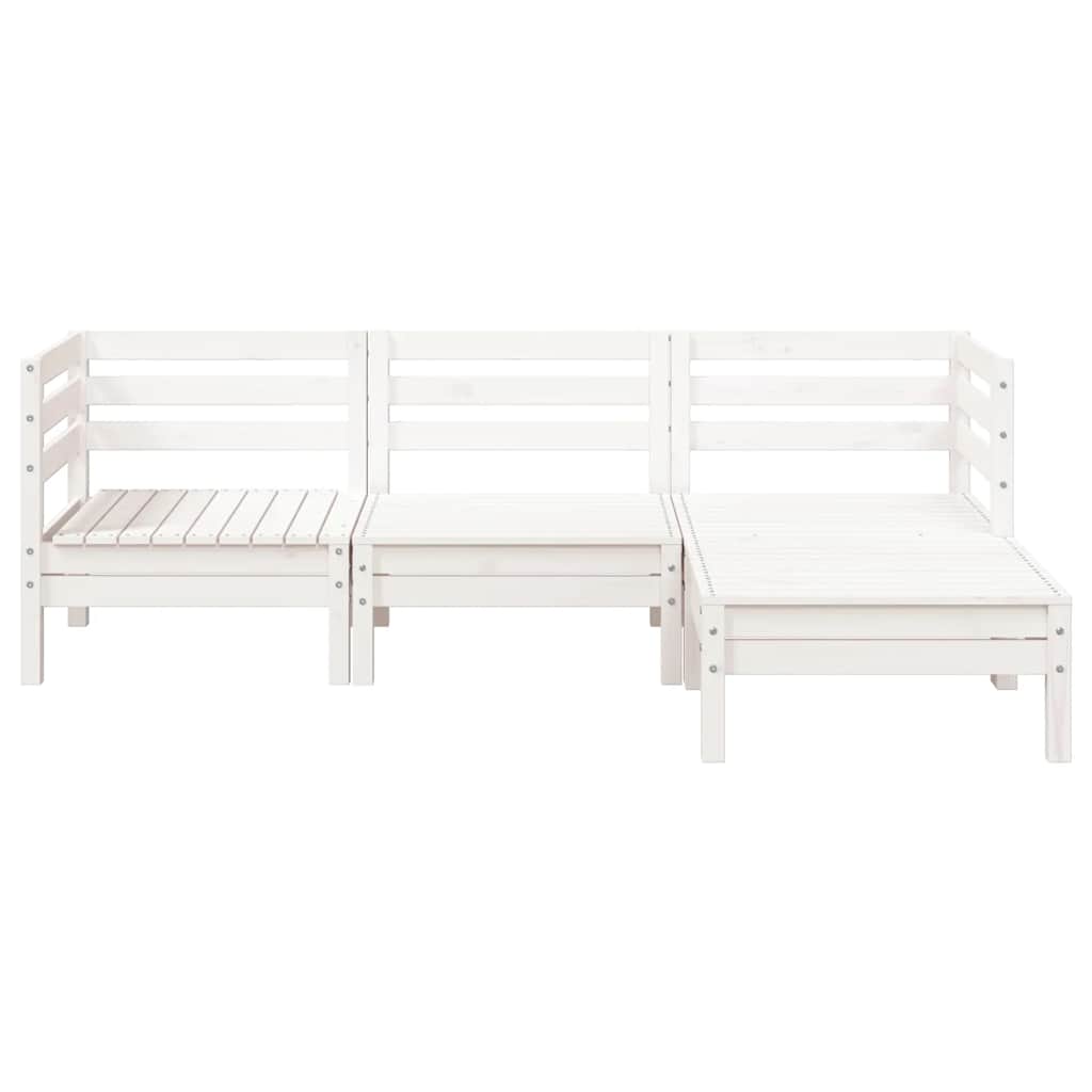 vidaXL Καναπές Κήπου Τριθέσιος με Υποπόδιο Λευκός Μασίφ Ξύλο Πεύκου