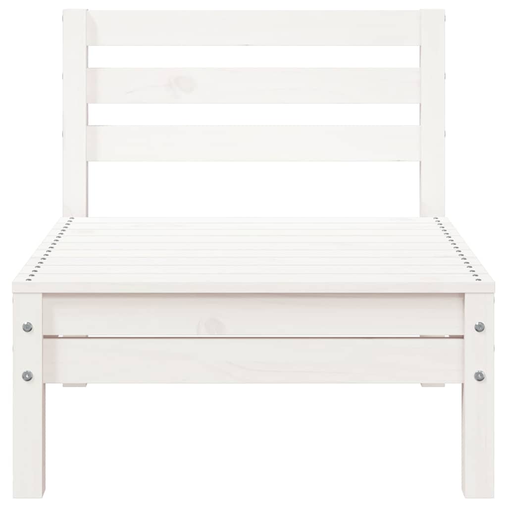 vidaXL Καναπές Κήπου Τριθέσιος με Υποπόδιο Λευκός Μασίφ Ξύλο Πεύκου