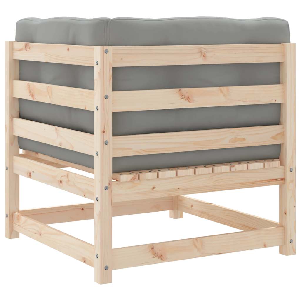 vidaXL Καναπές Γωνιακός Κήπου με Μαξιλάρια από Μασίφ Ξύλο Πεύκου