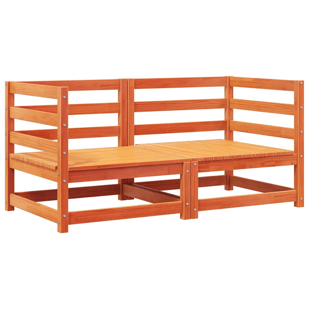 vidaXL Καναπέδες Κήπου Γωνιακοί 2 τεμ. Καφέ Μασίφ Πεύκο με Μαξιλάρια