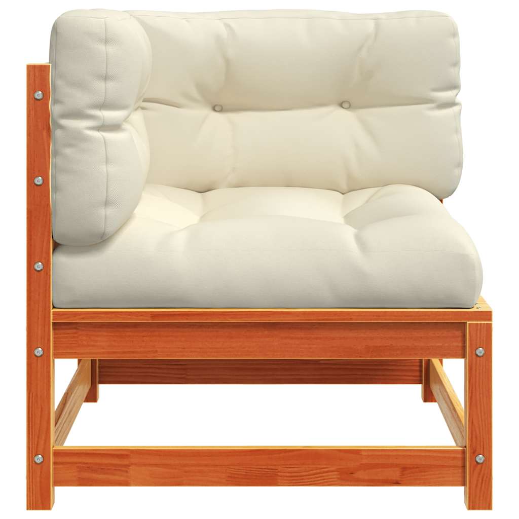 vidaXL Καναπέδες Κήπου Γωνιακοί 2 τεμ. Καφέ Μασίφ Πεύκο με Μαξιλάρια