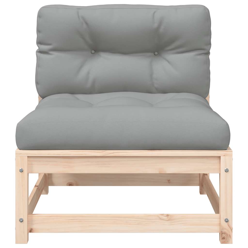 vidaXL Καναπές Κήπου Χωρίς Μπράτσα από Μασίφ Ξύλο Πεύκου με Μαξιλάρια