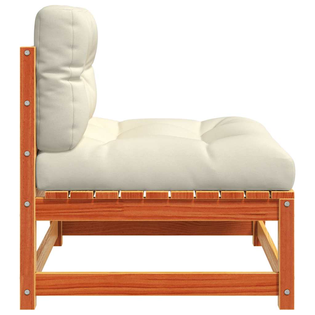 vidaXL Καναπές Κήπου Χωρίς Μπράτσα Καφέ Κεριού Μασίφ Πεύκο +Μαξιλάρια