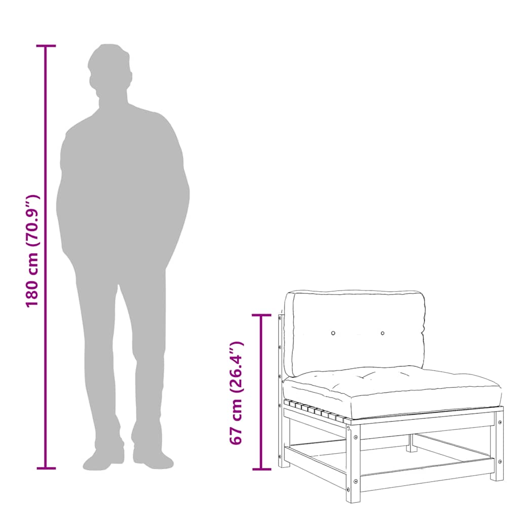 vidaXL Καναπές Κήπου Χωρίς Μπράτσα Μασίφ Ψευδοτσούγκα με Μαξιλάρια