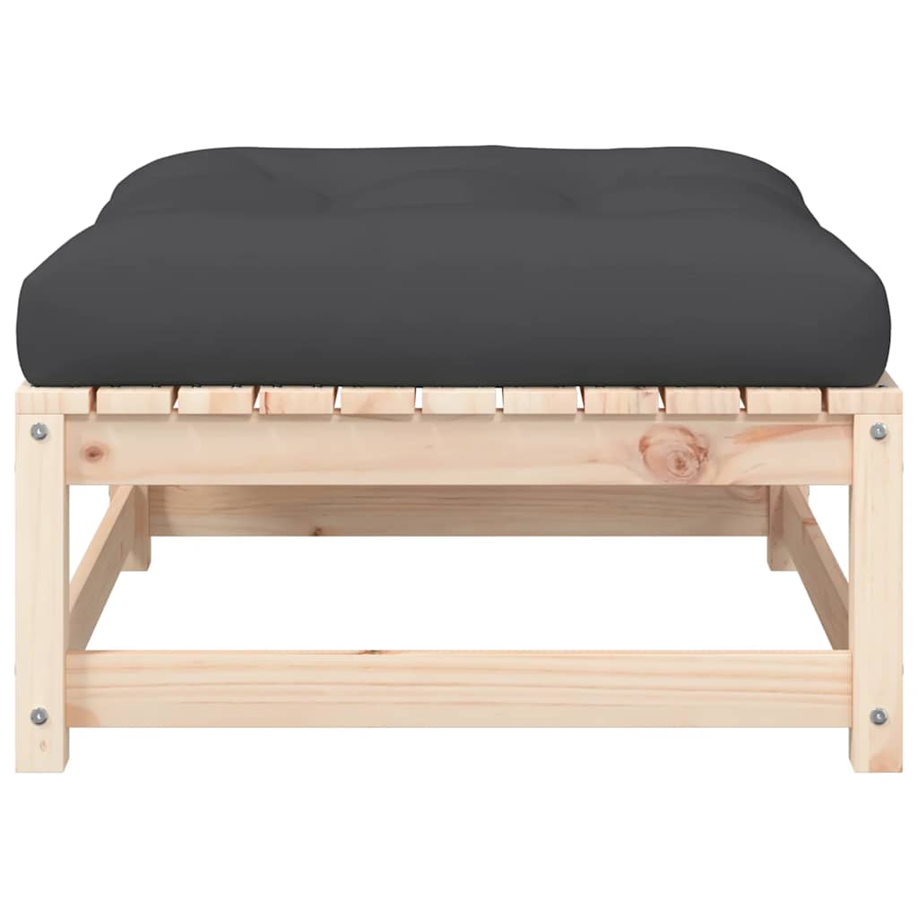 vidaXL Υποπόδιο Κήπου από Μασίφ Ξύλο Πεύκου με Μαξιλάρι