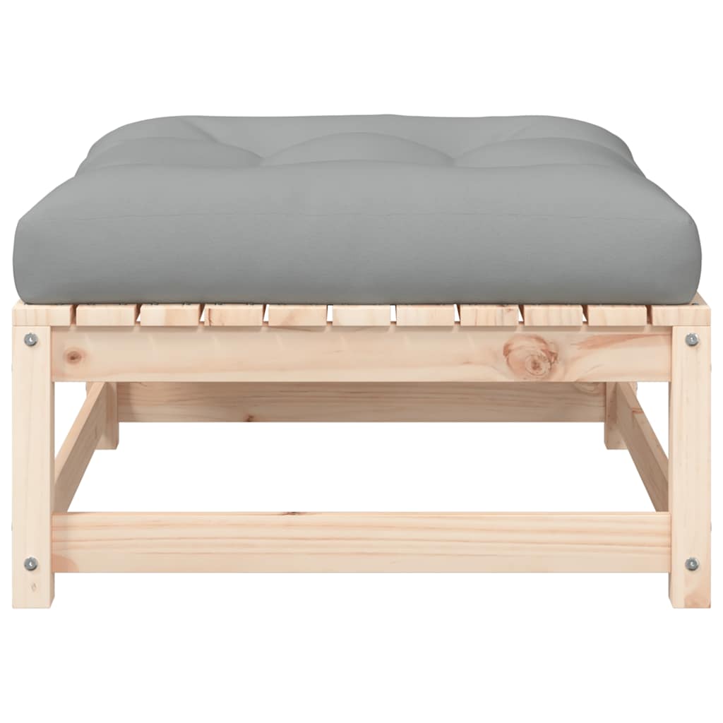vidaXL Υποπόδιο Κήπου από Μασίφ Ξύλο Πεύκου με Μαξιλάρι