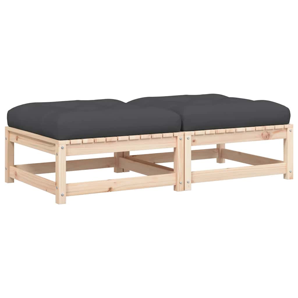 vidaXL Υποπόδια Κήπου 2 Τεμαχίων από Μασίφ Ξύλο Πεύκου με Μαξιλάρια