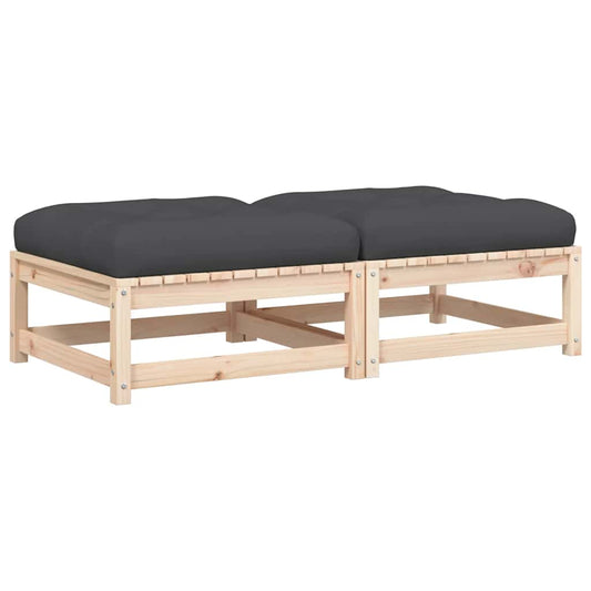 vidaXL Υποπόδια Κήπου 2 Τεμαχίων από Μασίφ Ξύλο Πεύκου με Μαξιλάρια