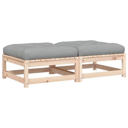 vidaXL Υποπόδια Κήπου 2 Τεμαχίων από Μασίφ Ξύλο Πεύκου με Μαξιλάρια