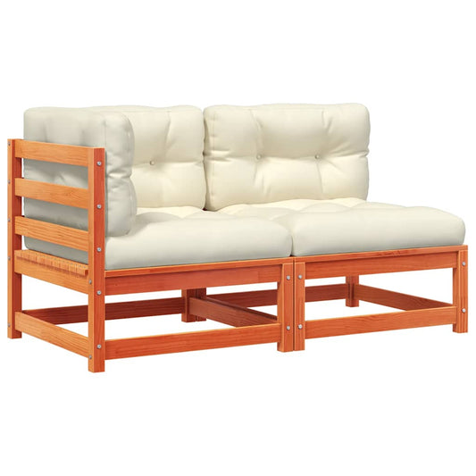 vidaXL Καναπές Κήπου Διθέσιος με Μαξιλάρια από Μασίφ Ξύλο Πεύκου