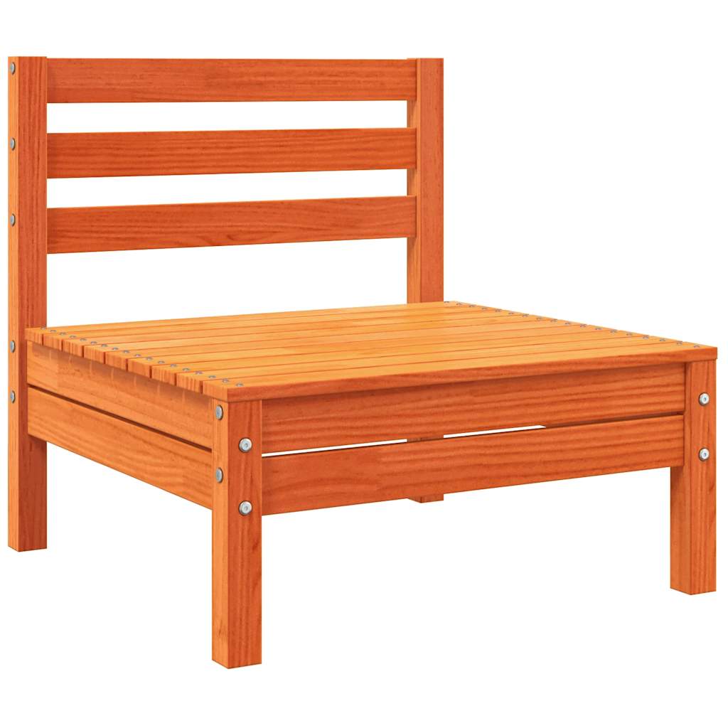 vidaXL Καναπές Κήπου Χωρίς Μπράτσα Καφέ Κεριού Μασίφ Πεύκο +Μαξιλάρια