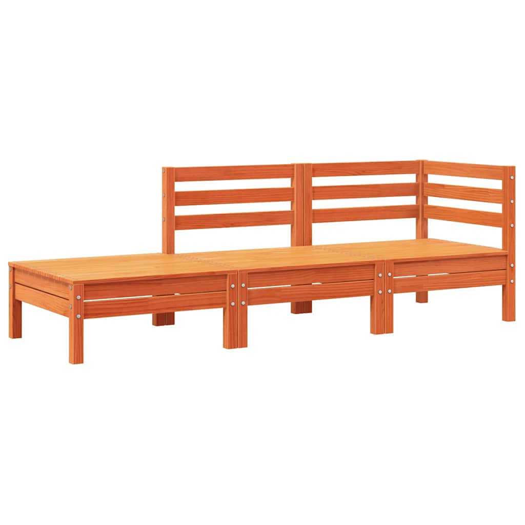 vidaXL Καναπές Κήπου με Μαξιλάρια και Υποπόδιο από Μασίφ Ξύλο Πεύκου