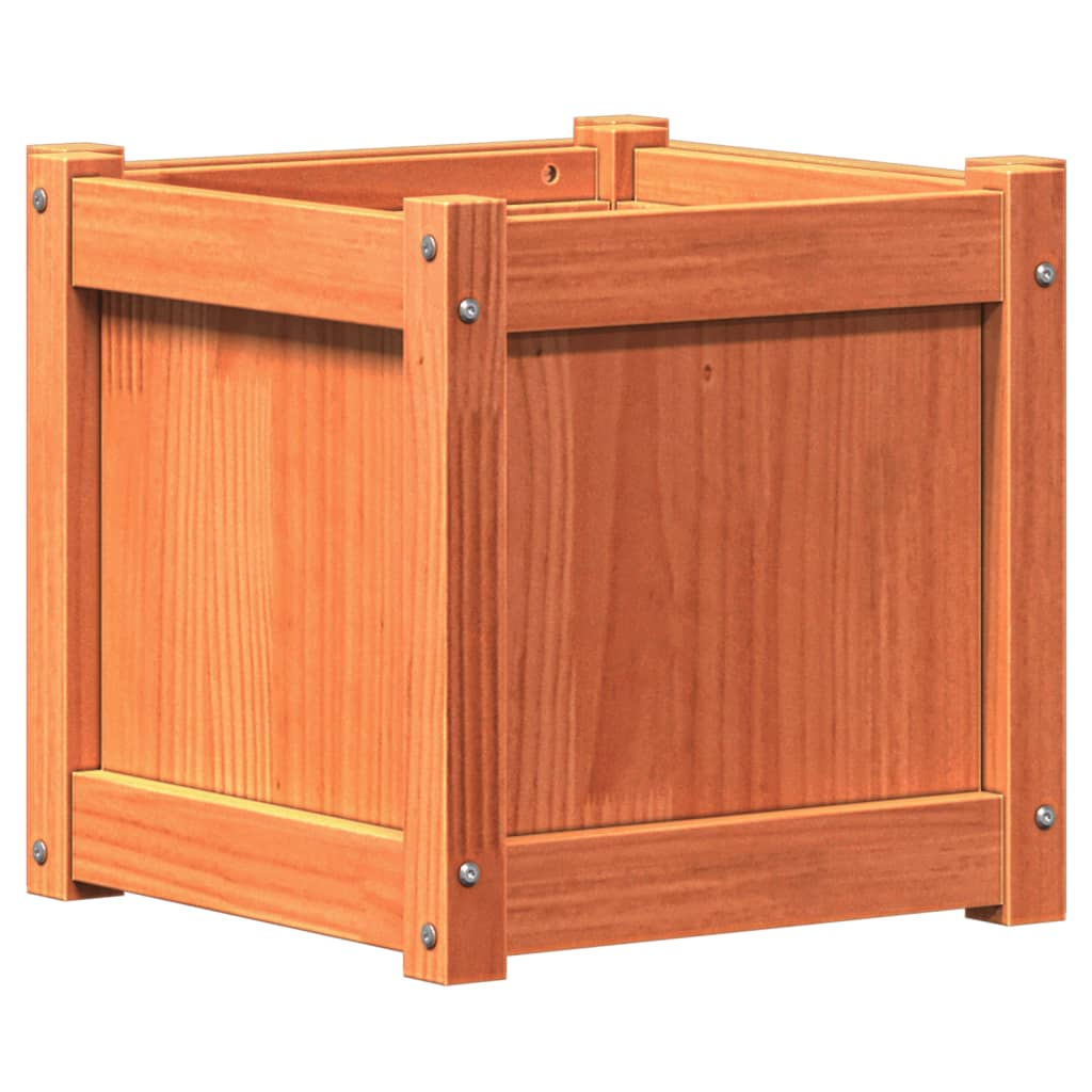 vidaXL Ζαρντινιέρες 2 τεμ. Καφέ Κεριού από Μασίφ Ξύλο Πεύκου