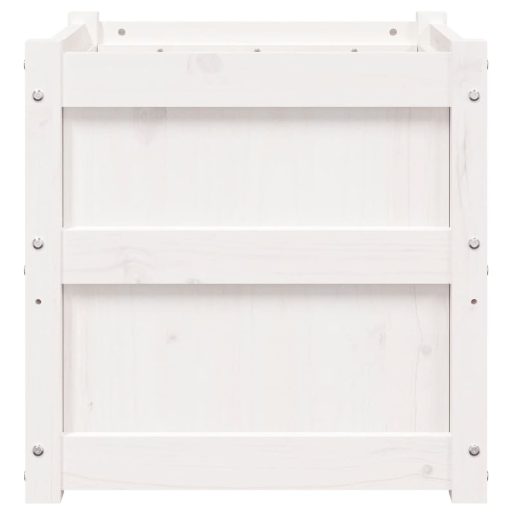 vidaXL Ζαρντινιέρες 2 τεμ. Λευκό από Μασίφ Ξύλο Πεύκου