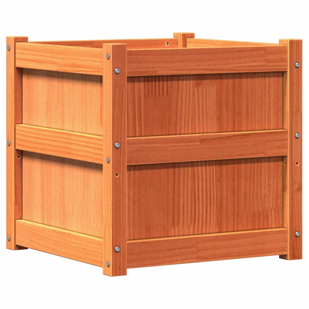 vidaXL Ζαρντινιέρες 2 τεμ. Καφέ Κεριού από Μασίφ Ξύλο Πεύκου