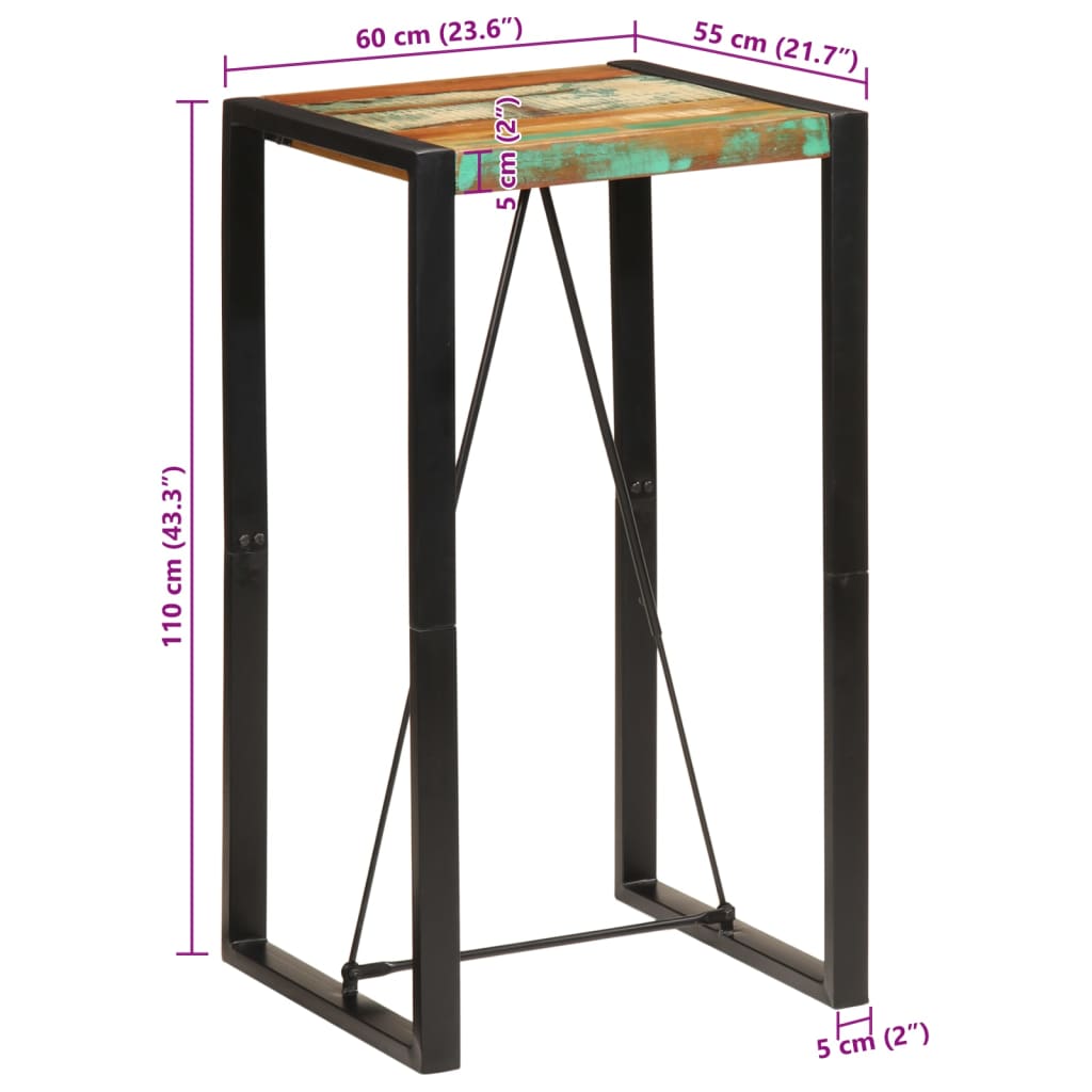 vidaXL Τραπέζι Μπαρ 60 x 55 x 110 εκ. από Μασίφ Ανακυκλωμένο Ξύλο
