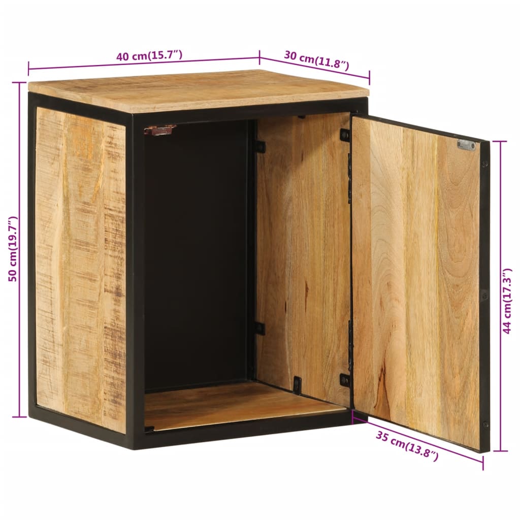 vidaXL Ντουλάπι Μπάνιου 40 x 30 x 50 εκ. Μασίφ Ξύλο Μάνγκο και Σίδηρος