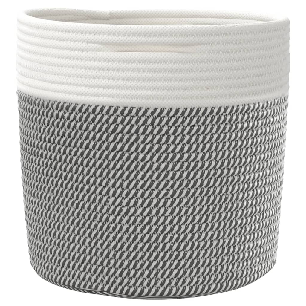 vidaXL Καλάθια Αποθήκευσης 2 τεμ. Γκρι/Λευκό Ø28 x 28 εκ. Βαμβακερά