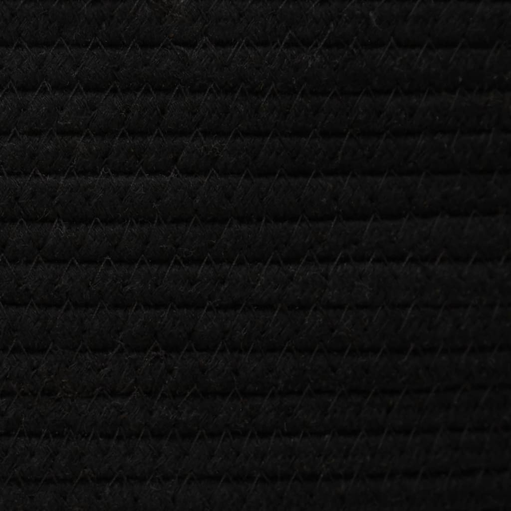 vidaXL Καλάθι Αποθήκευσης με Καπάκι Μαύρο/Μπεζ Ø37x50 εκ. Βαμβακερό