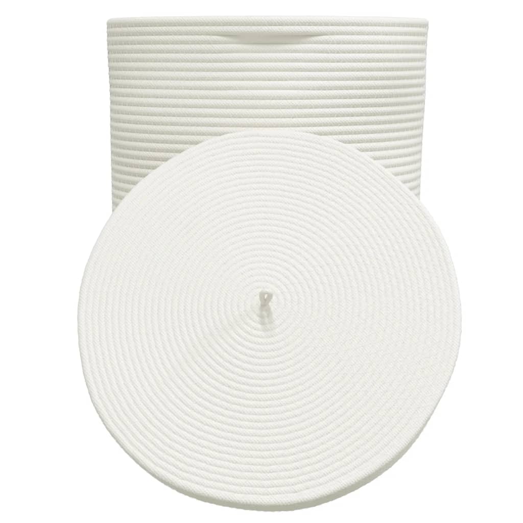 vidaXL Καλάθι Αποθήκευσης με Καπάκι Καφέ/Λευκό Ø37x50 εκ. Βαμβακερό