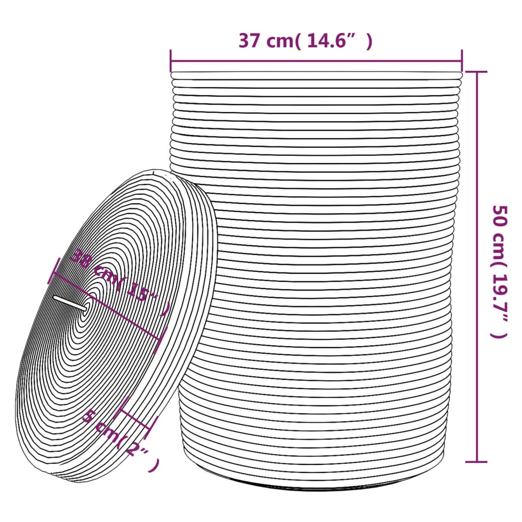 vidaXL Καλάθι Αποθήκευσης με Καπάκι Καφέ/Λευκό Ø37x50 εκ. Βαμβακερό