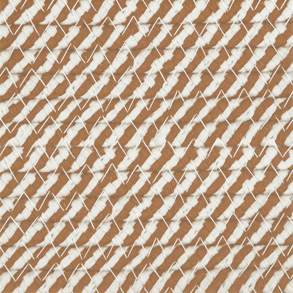 vidaXL Καλάθι Αποθήκευσης Καφέ και Λευκό Ø51 x 33 εκ. Βαμβακερό