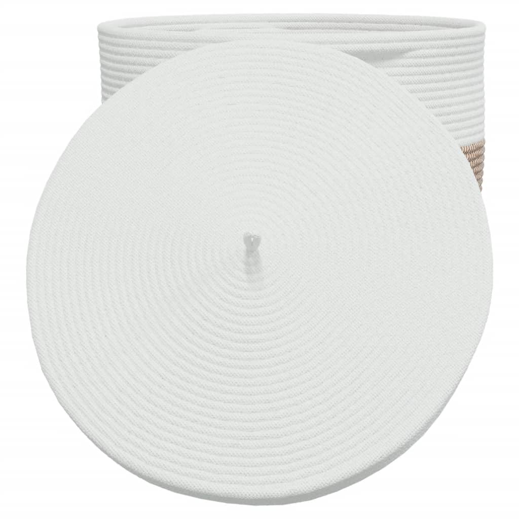 vidaXL Καλάθι Αποθήκευσης με Καπάκι Καφέ/Λευκό Ø40x35 εκ. Βαμβακερό