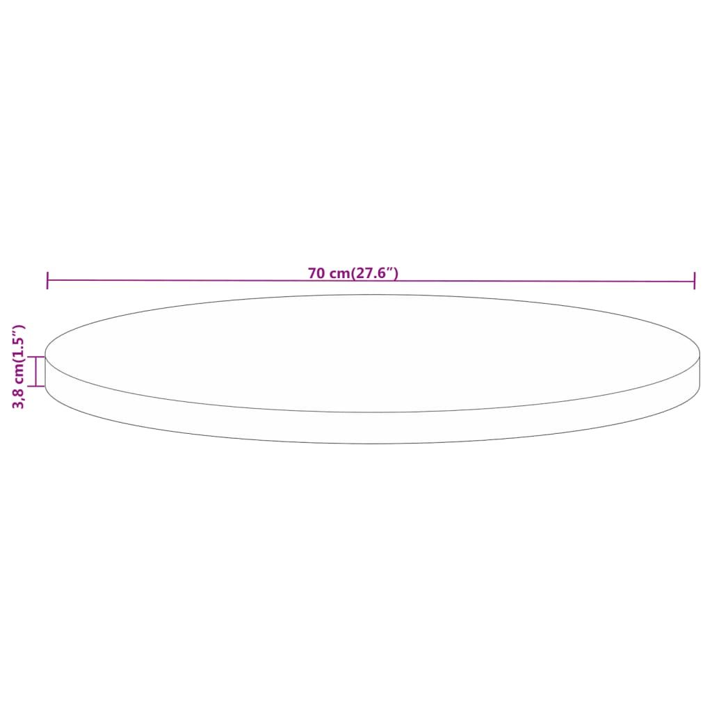 vidaXL Επιφάνεια Τραπεζιού Στρογγυλή Ø70x3,8 εκ. Μασίφ Ξύλο Μάνγκο