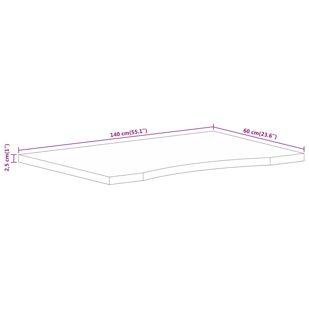 vidaXL Επιφάνεια Γραφείου Καμπύλη 140x60x2,5 εκ Μασίφ Ακατ. Μάνγκο