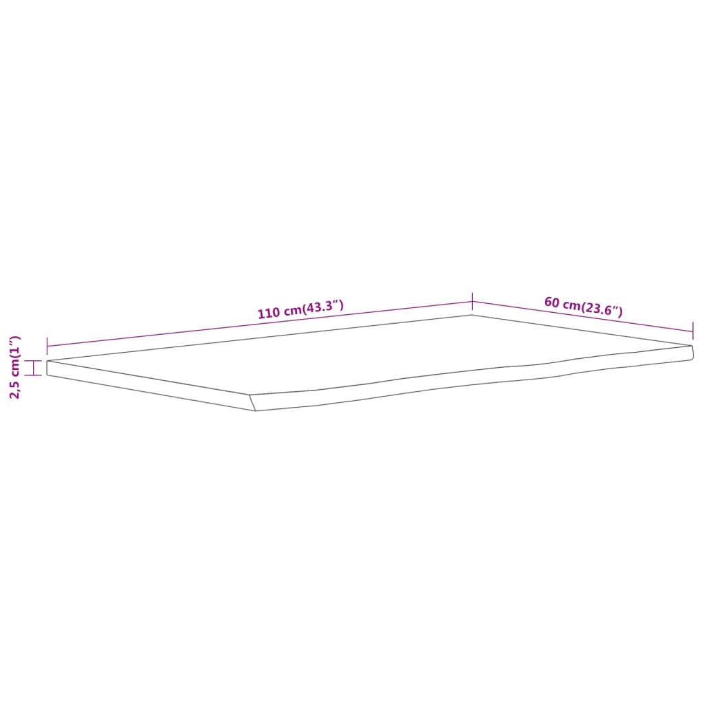 vidaXL Πάγκος Μπάνιου Ορθογώνιος 110x60x2,5 εκ. από Μασίφ Ξύλο Ακακίας
