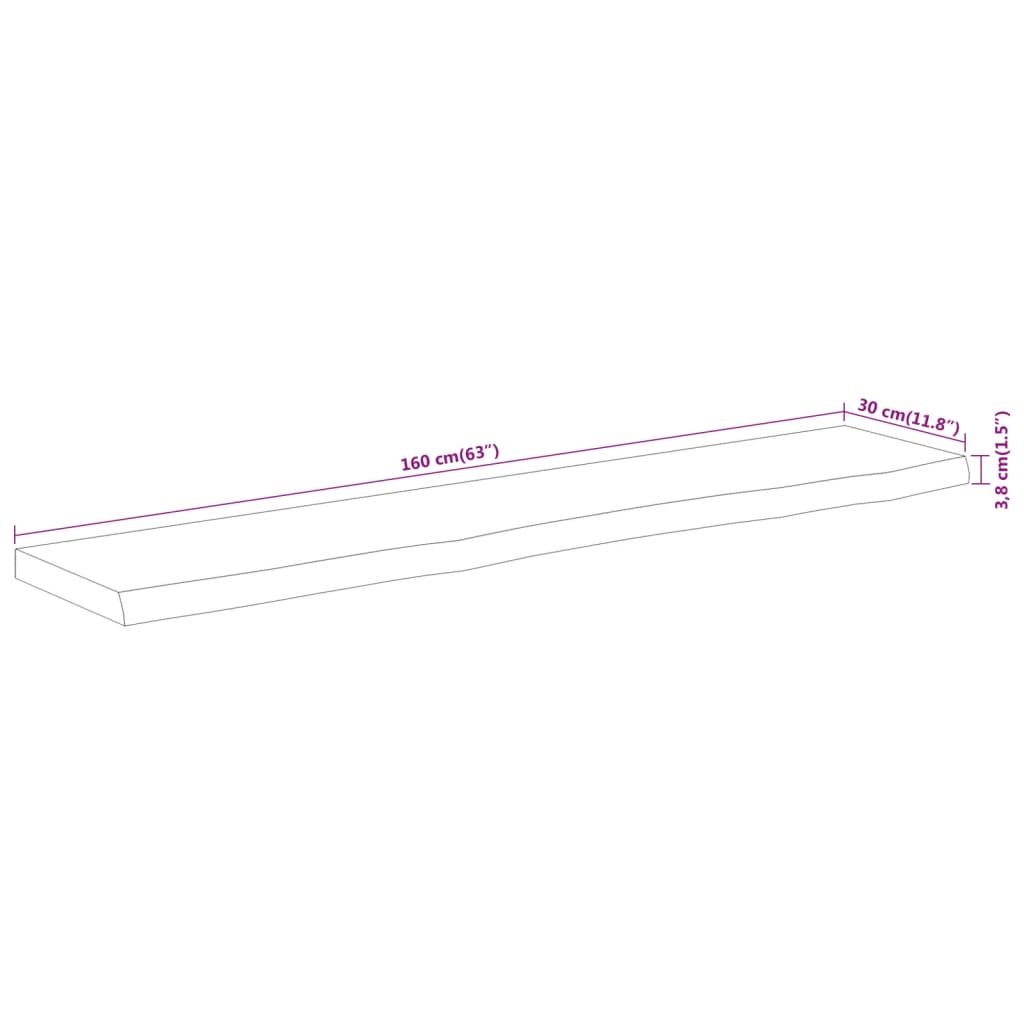 vidaXL Επιφάνεια Τραπεζιού Ορθογώνια 160x30x3,8 εκ. Μασίφ Ξύλο Ακακίας