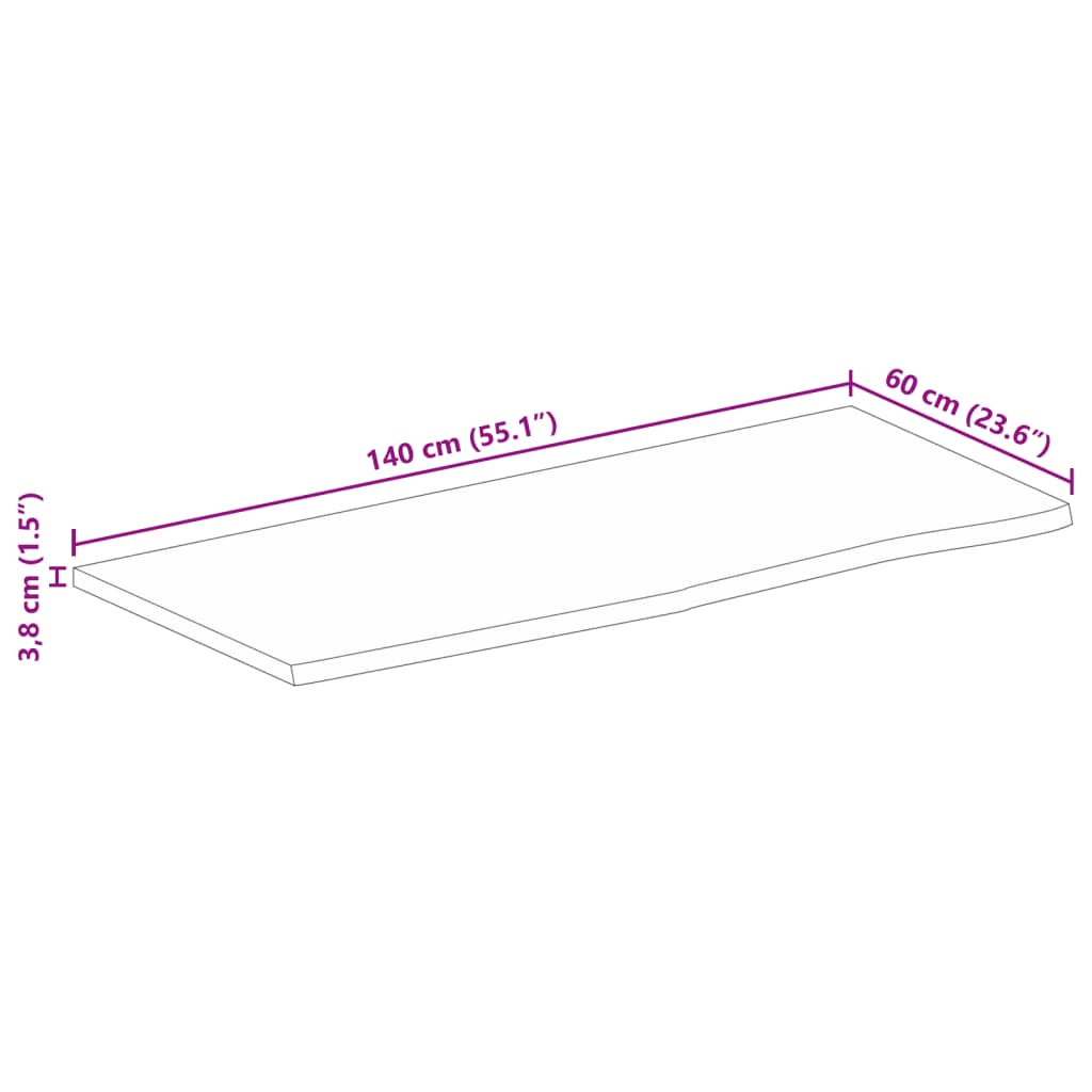 vidaXL Επιφάνεια Τραπεζιού 140x60x3,8 εκ. Live Edge Μασίφ Ξύλο Μάνγκο
